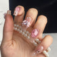 A022  2024 French Bestseller Premium Rhinestone Heart Bow Cute Fairy Medium Handmade Press-On Nails Removable