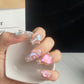 A034   New High-End Beautiful Girl Cute Star Moon Pearl Ice Transparent Medium Coffin Handmade Press-On Nails Removable