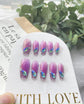 A286  -Peacock handmade press on nails-medium coffin 2.4cm