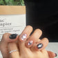 A041   New High-End Dopamine Hand-Painted Collision Color Crooked Heart Rhinestone Whitening High-End Short Press-On Nails Handmade