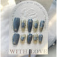 A197 New model French high sense, with diamonds, red,  blue,pure handcrafted nail art.