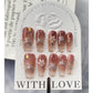 A248 "The new Chinese-style nail art with small pearl butterflies in pink, pure hand-made press on nails."