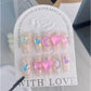 A034   New High-End Beautiful Girl Cute Star Moon Pearl Ice Transparent Medium Coffin Handmade Press-On Nails Removable