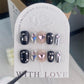 A041   New High-End Dopamine Hand-Painted Collision Color Crooked Heart Rhinestone Whitening High-End Short Press-On Nails Handmade