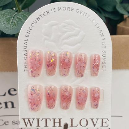 A061 Brand-new fancy hand-painted nail decals with sparkly prints for that gentle vibe that makes your hands pop.