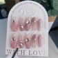 A027   New Fairy Skirt Rhinestone High-End Whitening Handmade Medium Coffin Handmade Press-On Nails Removable