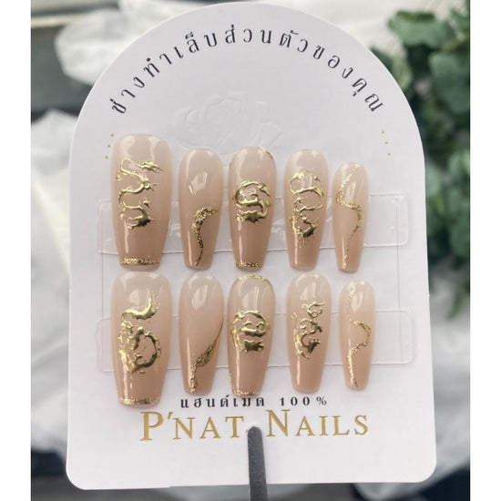 A266 The new nail art for the Year of the Dragon, elegantly enhances the complexion, exuding warmth and tenderness handmade press on nails